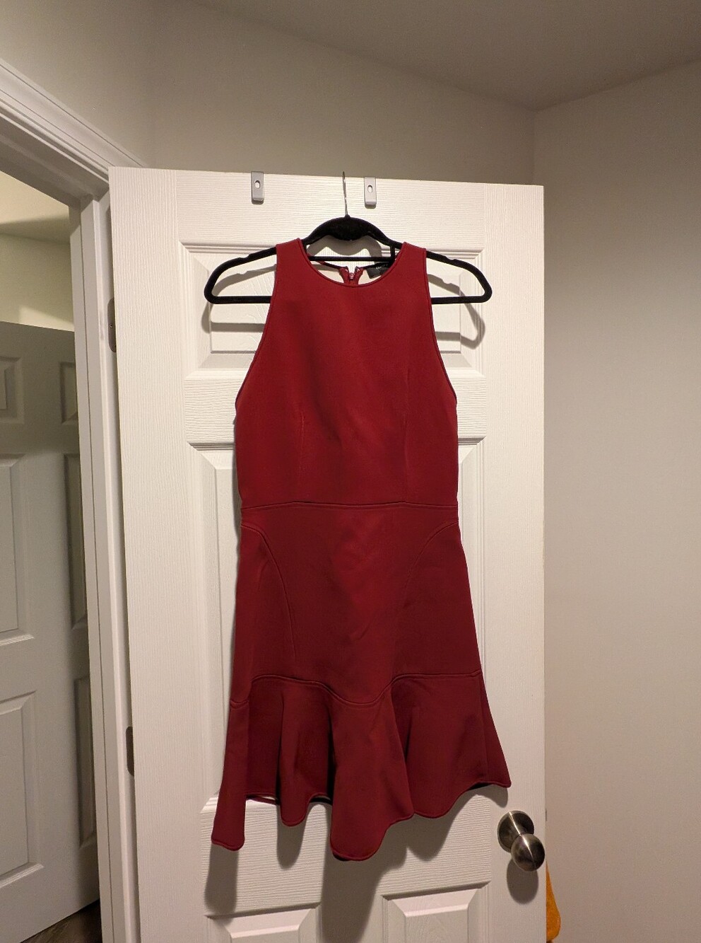 Burgundy Theory Sleeveless Midi Dress with Flared Hem